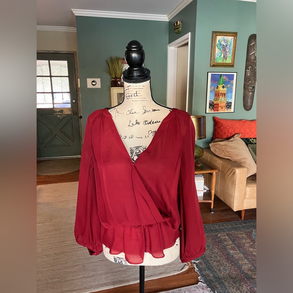 Red Silk Blouse
